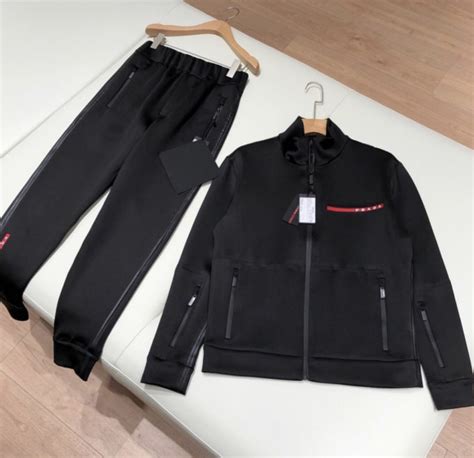 prada tracksuit black and red|Prada white tracksuit.